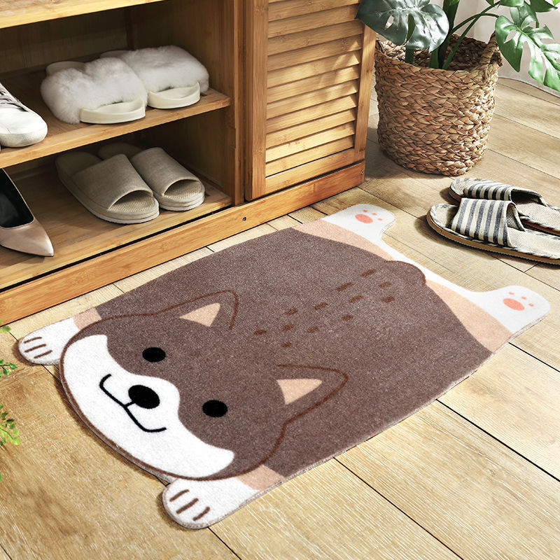 Cute Cartoon Dog Doormat – Shiba Inu & Corgi Non-Slip Floor Mat for Home