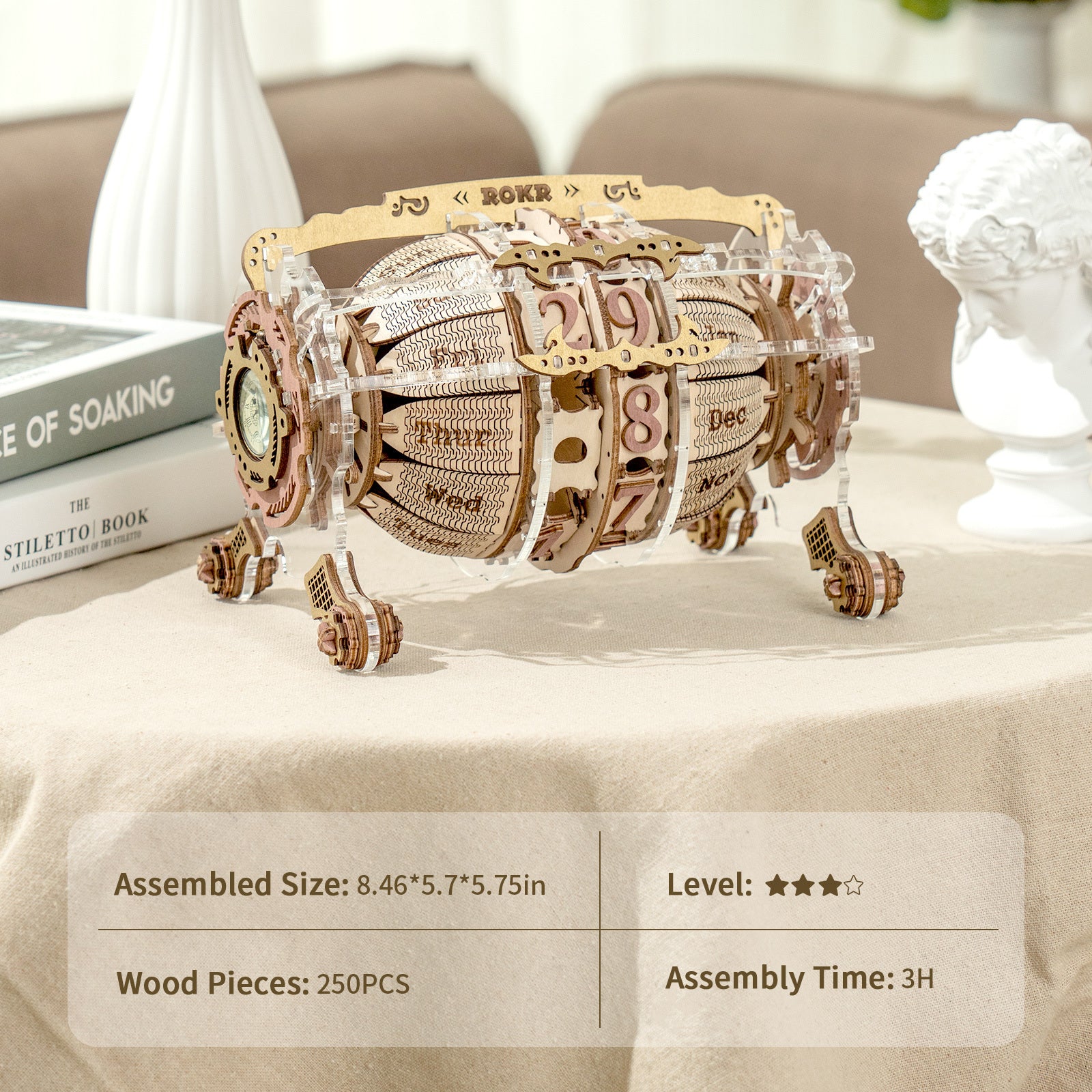 Robotime ROKR Zodiac Wall Clock – 3D Wooden Puzzle Model Kit LC601, DIY Assembly Toys & Creative Gifts for Kids & Teens