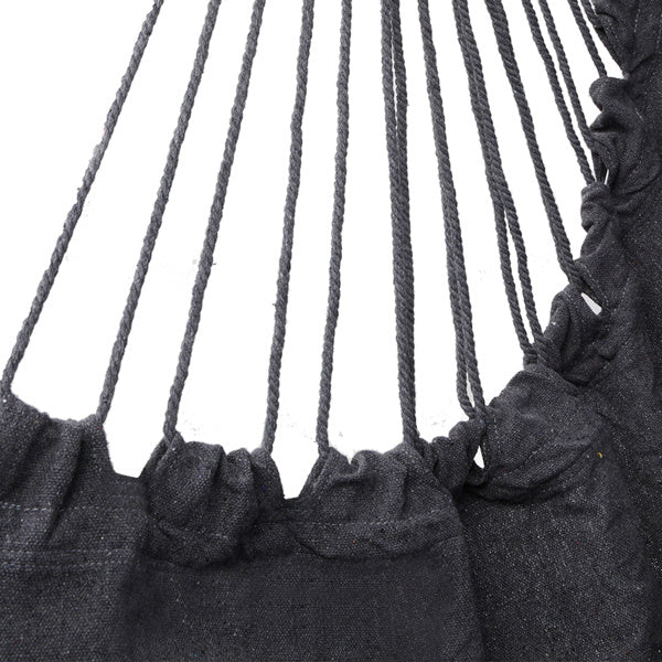 Gray Fringe Hanging Chair with Cushions – Galvanized Pipe Frame, Polyester Cotton Hammock Chair