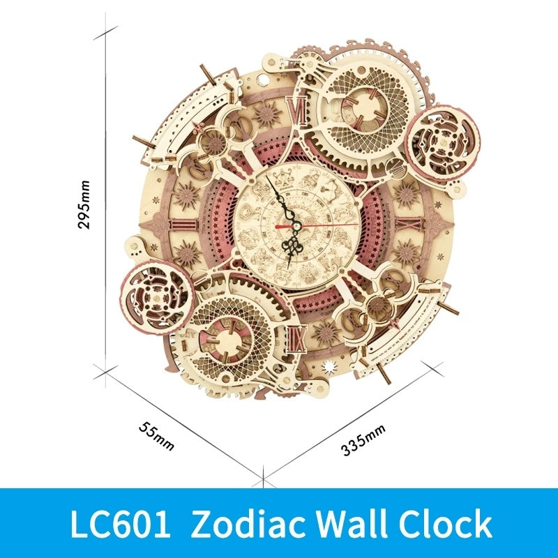 Robotime ROKR Zodiac Wall Clock – 3D Wooden Puzzle Model Kit LC601, DIY Assembly Toys & Creative Gifts for Kids & Teens