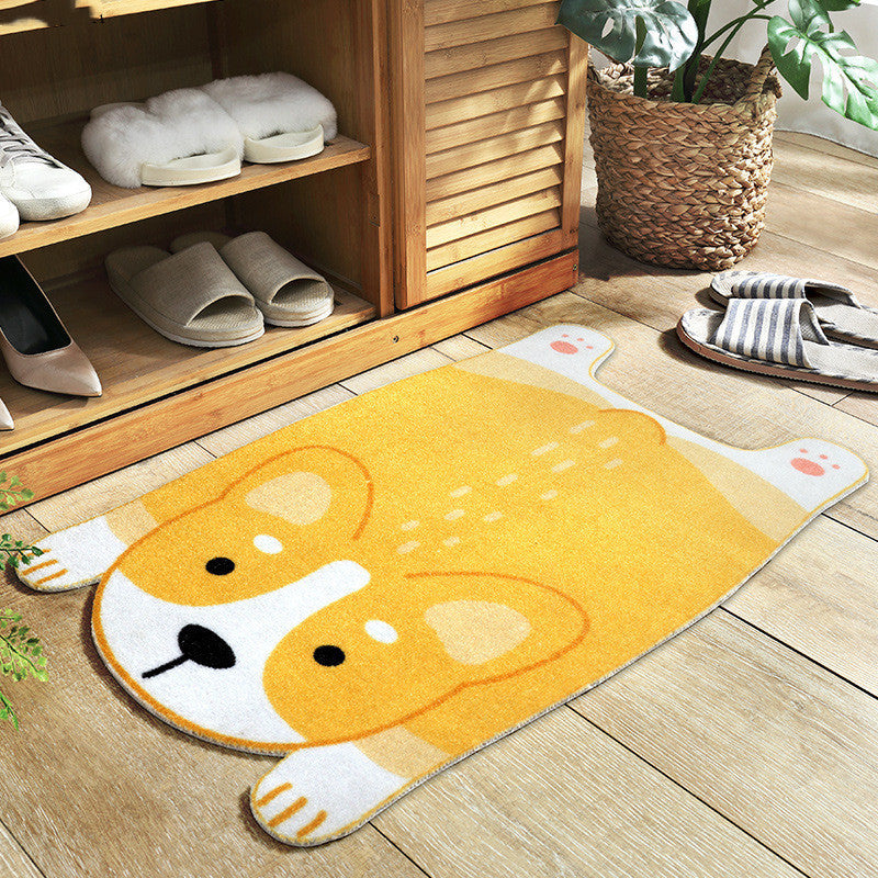 Cute Cartoon Dog Doormat – Shiba Inu & Corgi Non-Slip Floor Mat for Home