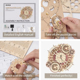 Robotime ROKR Zodiac Wall Clock – 3D Wooden Puzzle Model Kit LC601, DIY Assembly Toys & Creative Gifts for Kids & Teens