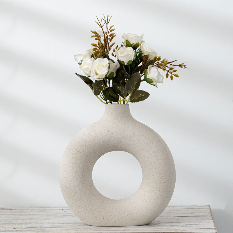 Modern Frosted Particle Vase – Biscuit Style Decorative Flower Vase for Home & Office Arrangement