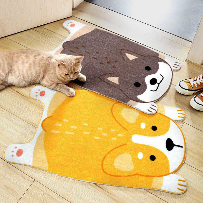 Cute Cartoon Dog Doormat – Shiba Inu & Corgi Non-Slip Floor Mat for Home