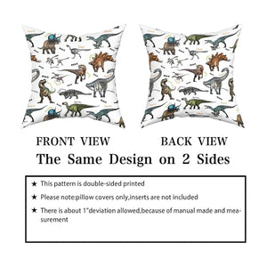 Wild Dinosaur Pillow Cover – 18x18 Square Throw Pillowcase with T-Rex & Brachiosaurus, Decorative Cushion for Boys’ Room & Home Decor