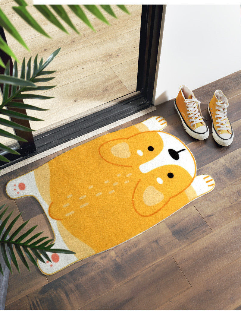 Cute Cartoon Dog Doormat – Shiba Inu & Corgi Non-Slip Floor Mat for Home