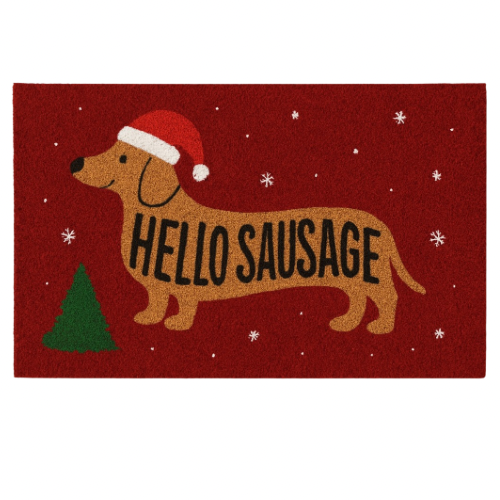Festive Dachshund Christmas Doormat – Sausage Dog Decorative Floor Mat for Home