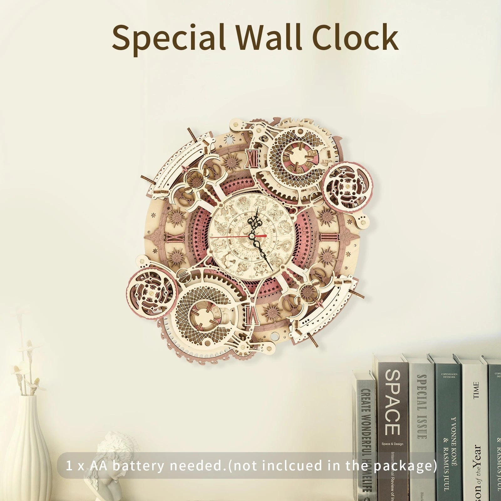 Robotime ROKR Zodiac Wall Clock – 3D Wooden Puzzle Model Kit LC601, DIY Assembly Toys & Creative Gifts for Kids & Teens