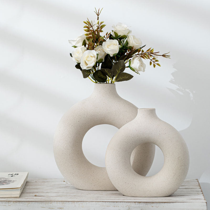 Modern Frosted Particle Vase – Biscuit Style Decorative Flower Vase for Home & Office Arrangement