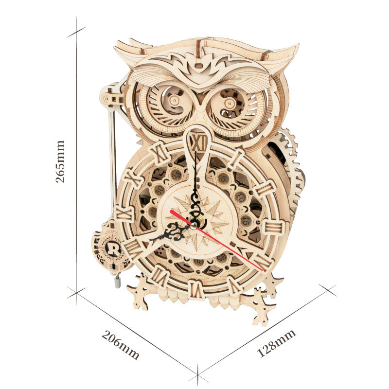 Robotime ROKR 3D Wooden Owl Clock – DIY Building Kit LK503, Creative Puzzle Toys for Children & Adults, Home Decoration & Christmas Gifts