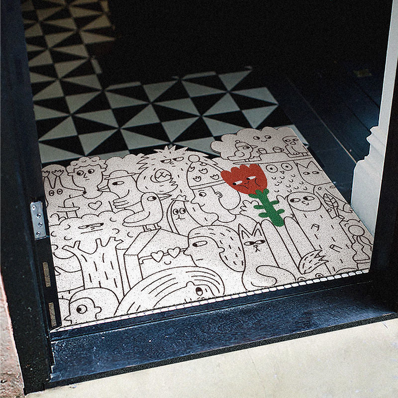 Japanese Cartoon Doormat – Cute Modern Non-Slip Floor Mat for Entryway, Bedroom & Home