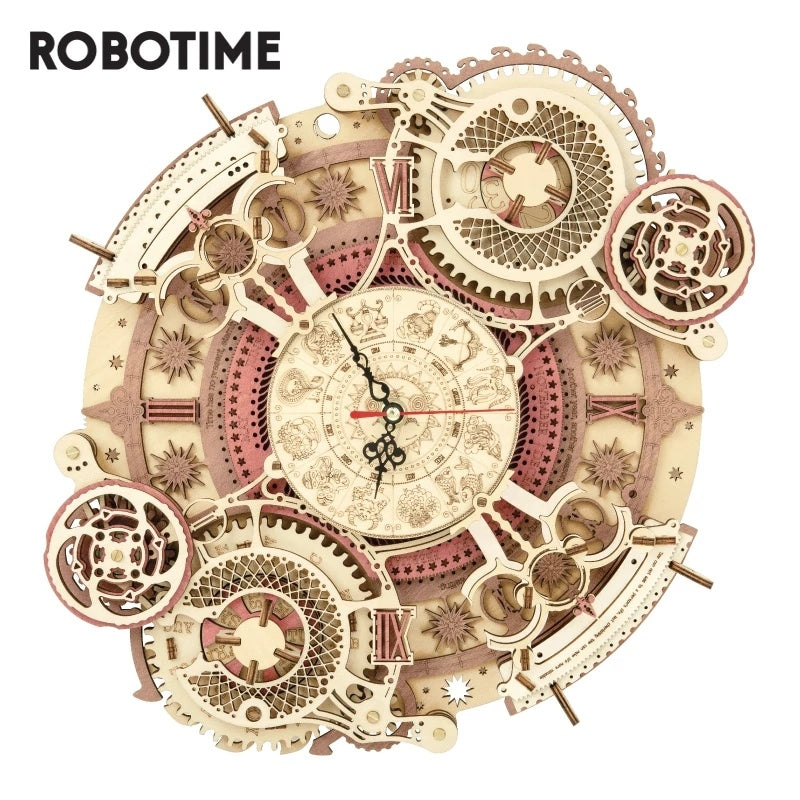 Robotime ROKR Zodiac Wall Clock – 3D Wooden Puzzle Model Kit LC601, DIY Assembly Toys & Creative Gifts for Kids & Teens